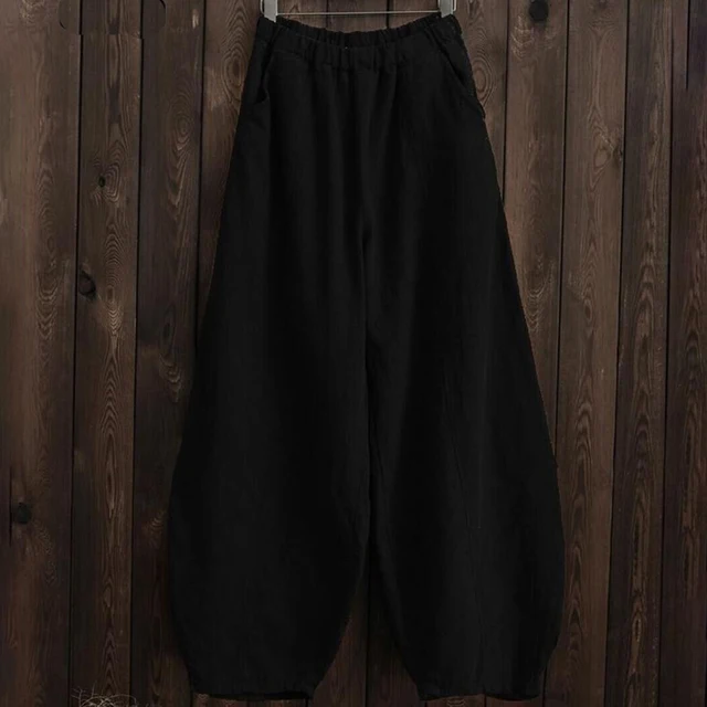 Women’s Wide Leg Pants – Relaxed Fit – Full Length – Elastic Waist – Casual Style
