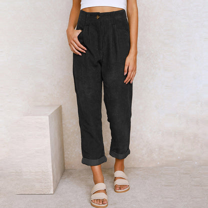 Women’s High-Waisted Corduroy Trousers | Winter Ready
