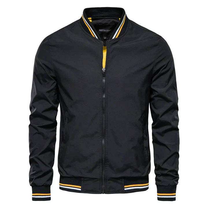 Charles Olive Green Bomber Jacket For Men Trendy Modern Streetwear Zip Front Casual Coat