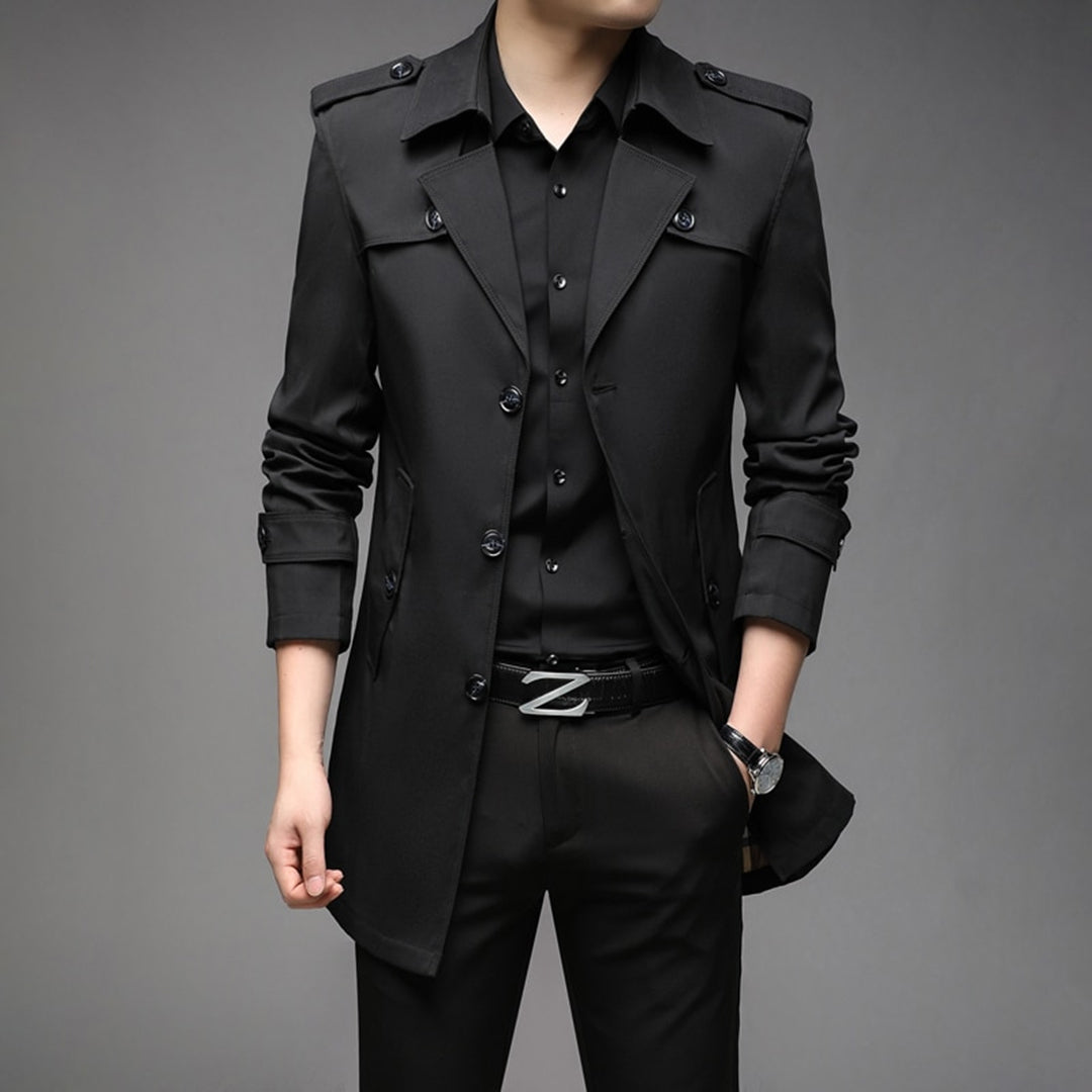 Richard Men's Single Breasted Lightweight Trench Coat Versatile Transitional Weather Outerwear by TrendAura