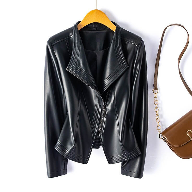 TrendAura Sophie Vegan Leather Jacket For Women Elegant Structured Fit Modern Chic