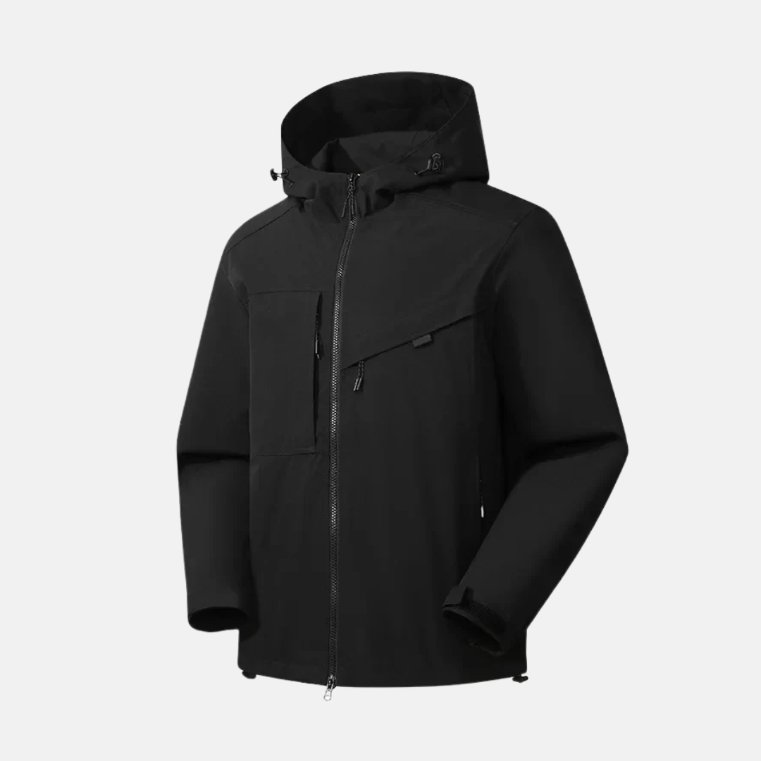 TrendAura Men’s Weather Resistant Hooded Jacket With Relaxed Fit Zip Pockets And Adjustable Hem