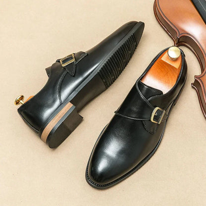 TrendAura Blaine Arc Monk Strap Shoes Premium Buckle Dress Shoes With Rubber Grip Sole For Office And Formal Events