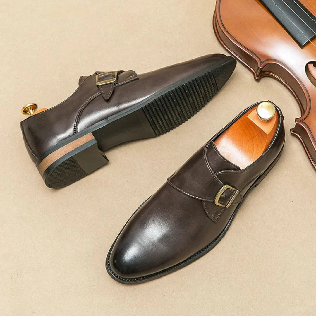 TrendAura Blaine Arc Monk Strap Shoes Premium Buckle Dress Shoes With Rubber Grip Sole For Office And Formal Events