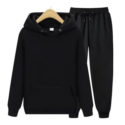 Blake Plain Hooded Tracksuit Set Unisex Cotton Blend Fleece Jogger Suit For Casual Comfort