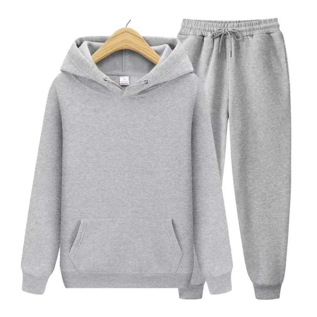Blake Plain Hooded Tracksuit Set Unisex Cotton Blend Fleece Jogger Suit For Casual Comfort