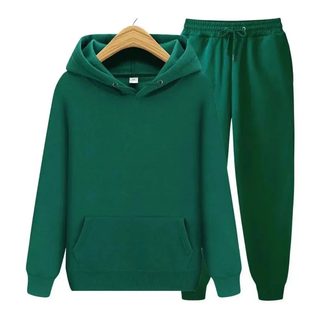 Blake Plain Hooded Tracksuit Set Unisex Cotton Blend Fleece Jogger Suit For Casual Comfort