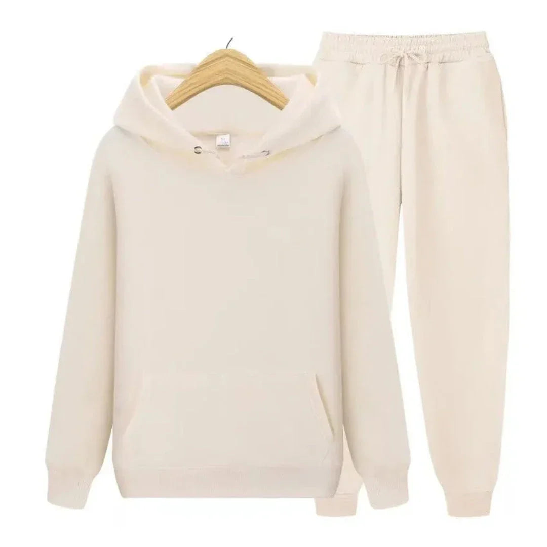 Blake Plain Hooded Tracksuit Set Unisex Cotton Blend Fleece Jogger Suit For Casual Comfort