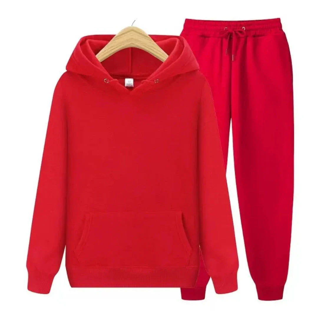 Blake Plain Hooded Tracksuit Set Unisex Cotton Blend Fleece Jogger Suit For Casual Comfort