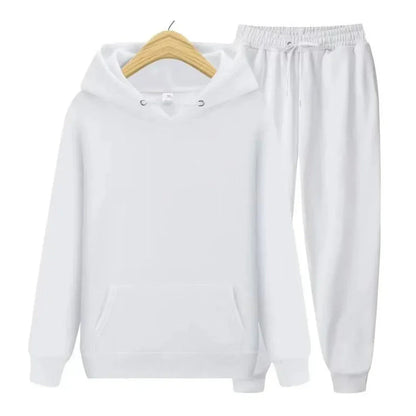 Blake Plain Hooded Tracksuit Set Unisex Cotton Blend Fleece Jogger Suit For Casual Comfort