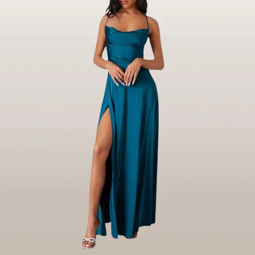 Vera | Elegant satin maxi dress with slit
