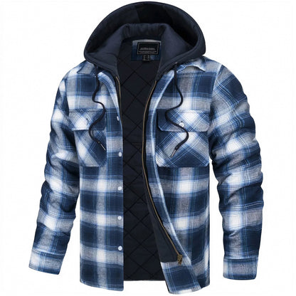 Parker Checked Hooded Jacket With Fleece Lining For Warm All Season Comfort Outdoor Wear