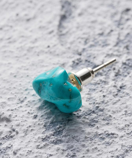 Boucles d'oreilles à tige asymétriques en argent sterling bleu et turquoise pour hommes et femmes - TrendAura