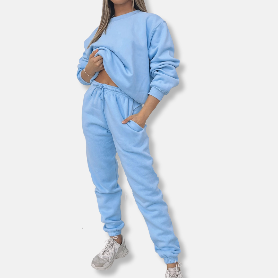 Women’s Two-Piece Set - Cotton Blend - Relaxed Fit - Elastic Drawstring Waist