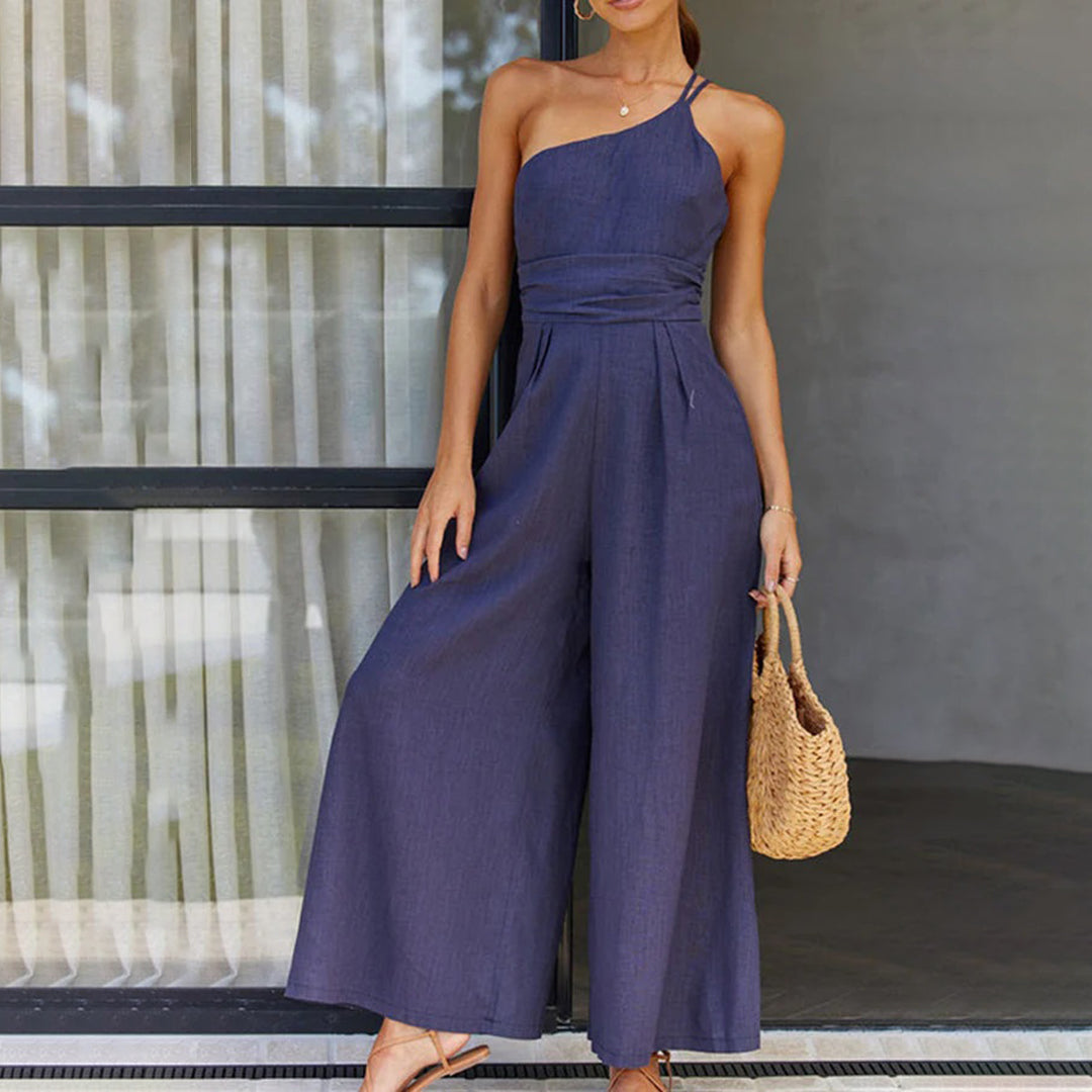 Women's Jumpsuit - One-Shoulder - Tailored Fit - Wide Legs - Elegant and Airy