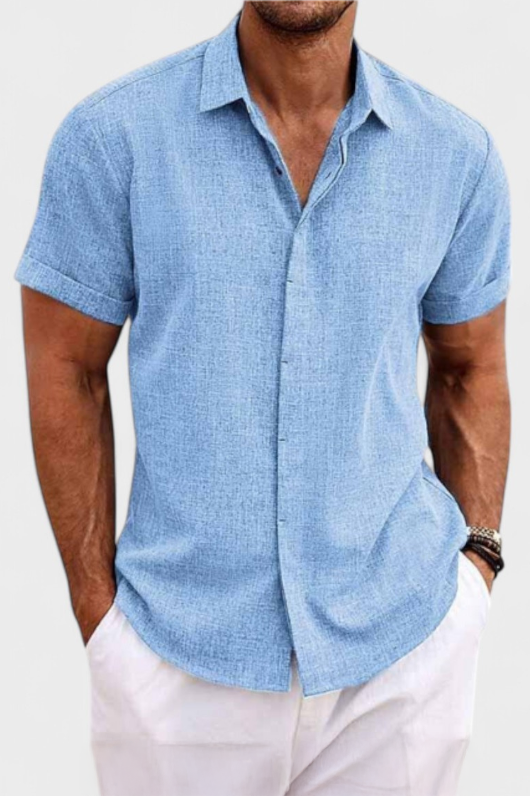 Men's Casual Short Sleeve Shirt Button Up Lightweight Breathable Regular Fit Essential