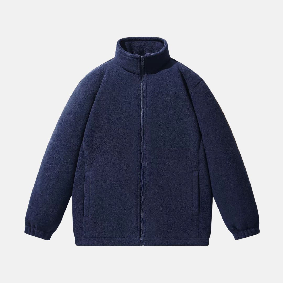 Men's Fleece Jacket With Stand Up Collar Full Zip Relaxed Fit Winter Outerwear By TrendAura