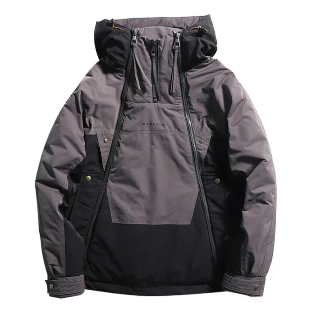 TrendAura Forekast White Duck Down Jacket for Men with Adjustable Hood Windproof and Water Resistant Shell