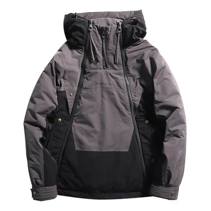 TrendAura Forekast White Duck Down Jacket for Men with Adjustable Hood Windproof and Water Resistant Shell