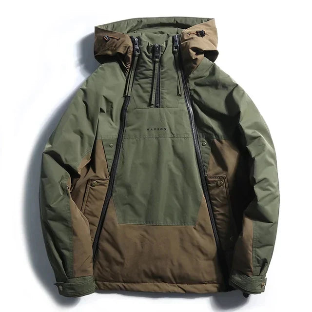 TrendAura Forekast White Duck Down Jacket for Men with Adjustable Hood Windproof and Water Resistant Shell