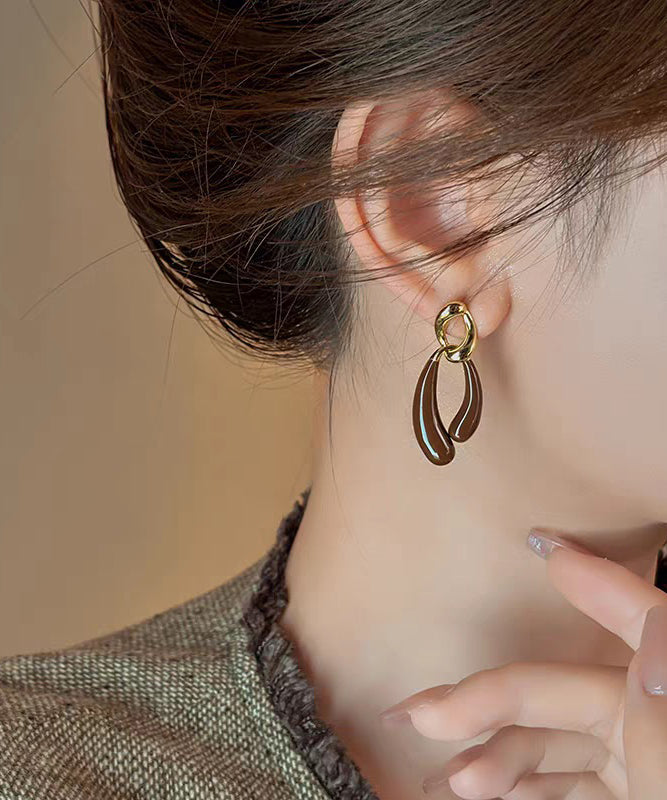 Boucles d'oreilles pendantes asymétriques en alliage de cuivre et émail de style bohème - TrendAura