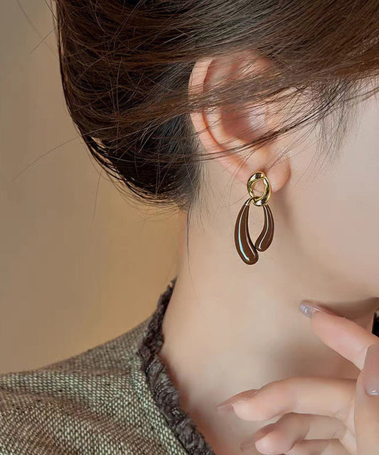 Boucles d'oreilles pendantes asymétriques en alliage de cuivre et émail de style bohème - TrendAura