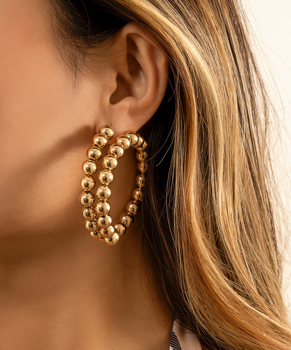 Boucles d'oreilles créoles bohèmes en alliage de métal doré - TrendAura