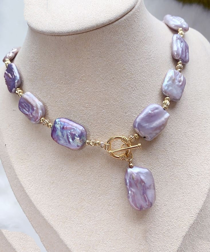 Collier avec pendentif en argent sterling et perles violettes de Bohême - TrendAura