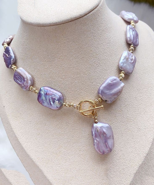 Collier avec pendentif en argent sterling et perles violettes de Bohême - TrendAura