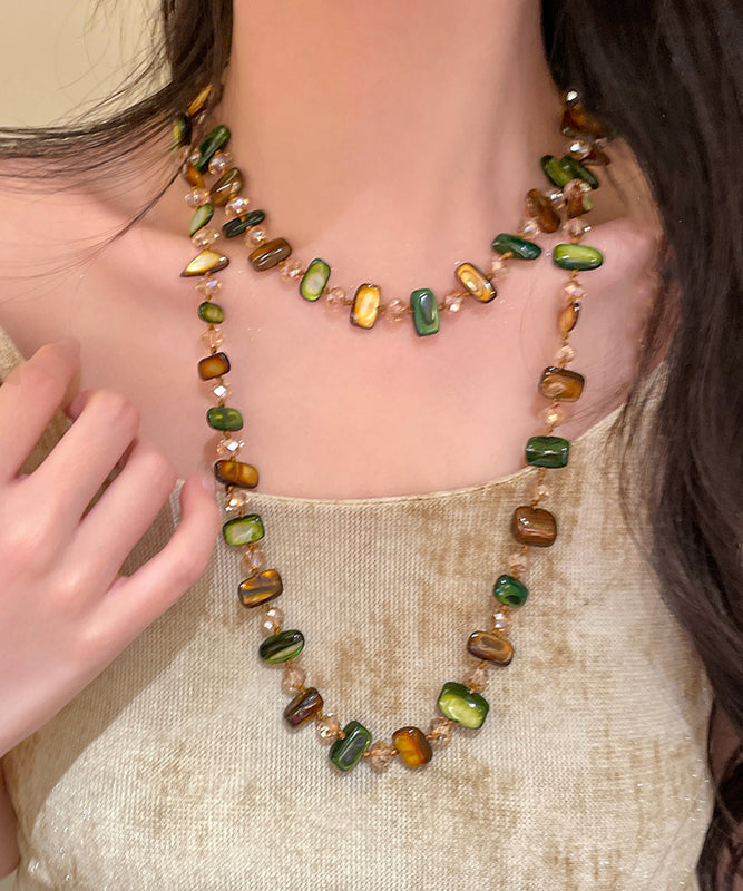 Collier de perles graduées en alliage de coquillages arc-en-ciel de Bohême - TrendAura