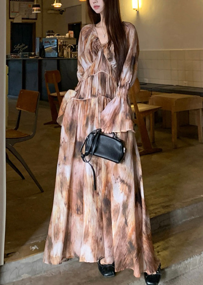 Ensemble deux pièces bohème tie-dye longue robe et robe à bretelles spaghetti, printemps - TrendAura
