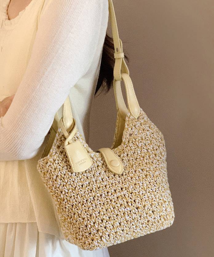Sac à bandoulière bohème polyvalent en paille tressée - TrendAura