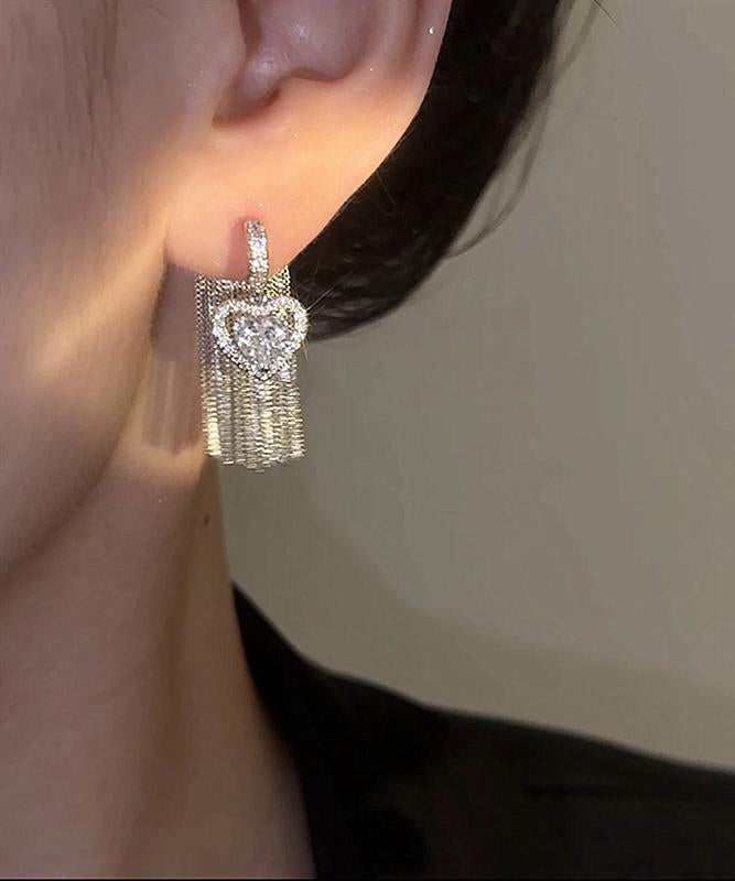 Boucles d'oreilles pendantes bohèmes en alliage de cuivre et zircon avec pompons - TrendAura