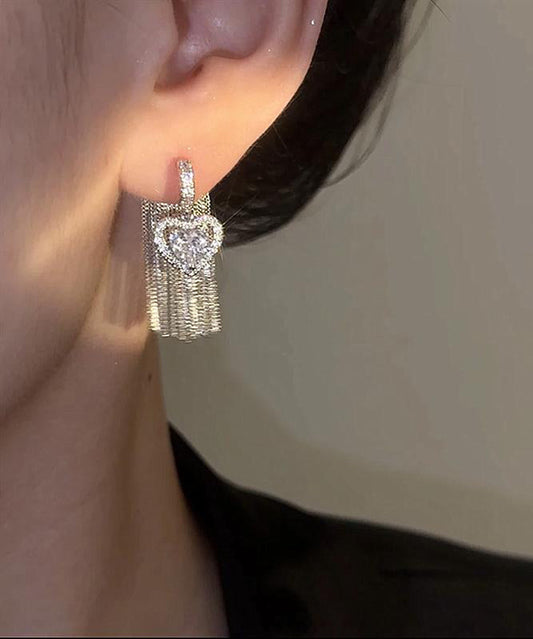 Boucles d'oreilles pendantes bohèmes en alliage de cuivre et zircon avec pompons - TrendAura