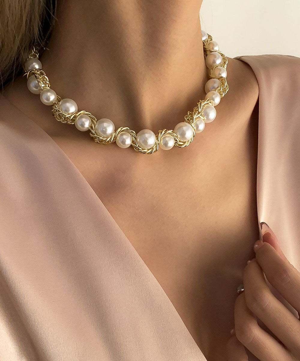 Collier bohème en alliage de cuivre doré et perles graduées - TrendAura