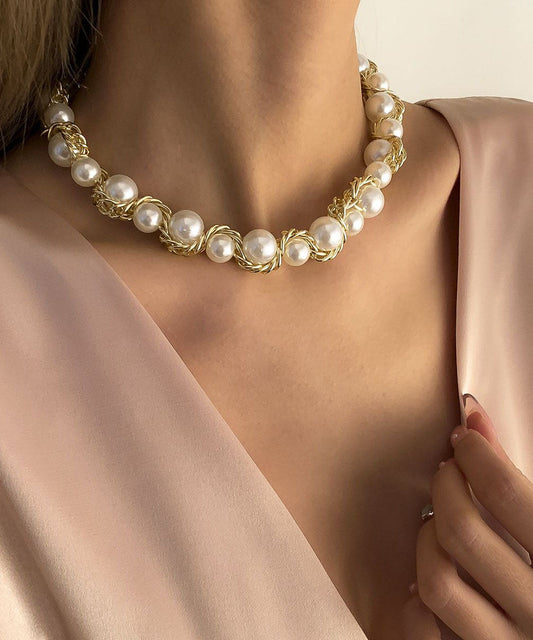 Collier bohème en alliage de cuivre doré et perles graduées - TrendAura