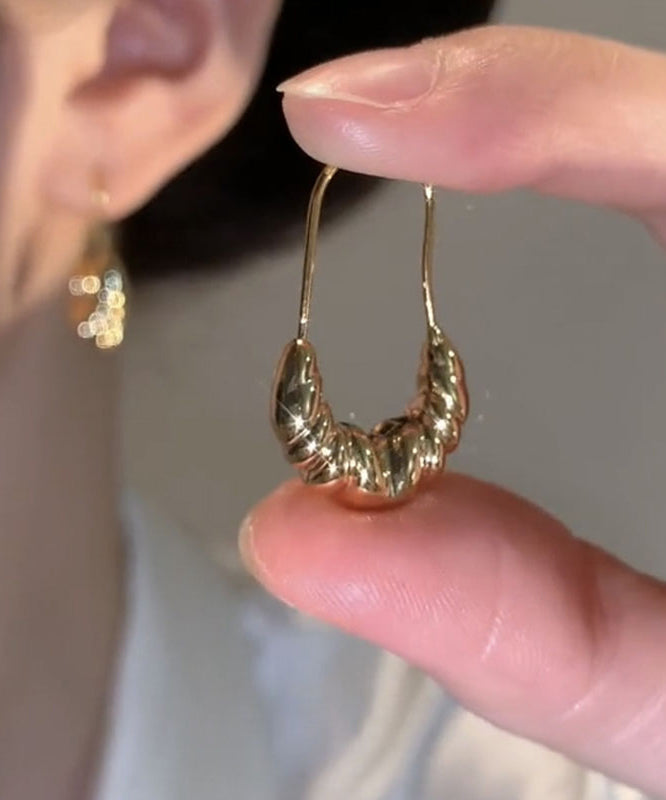 Boucles d'oreilles créoles Boho en forme de croissant avec surdorure en cuivre doré - TrendAura