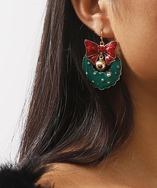 Boucles d'oreilles pendantes en forme de nœud en alliage vert style bohème - TrendAura