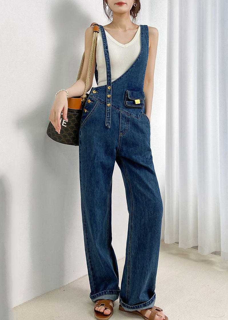 Combinaisons en jean asymétriques bleu marine style bohème pour l'été - TrendAura