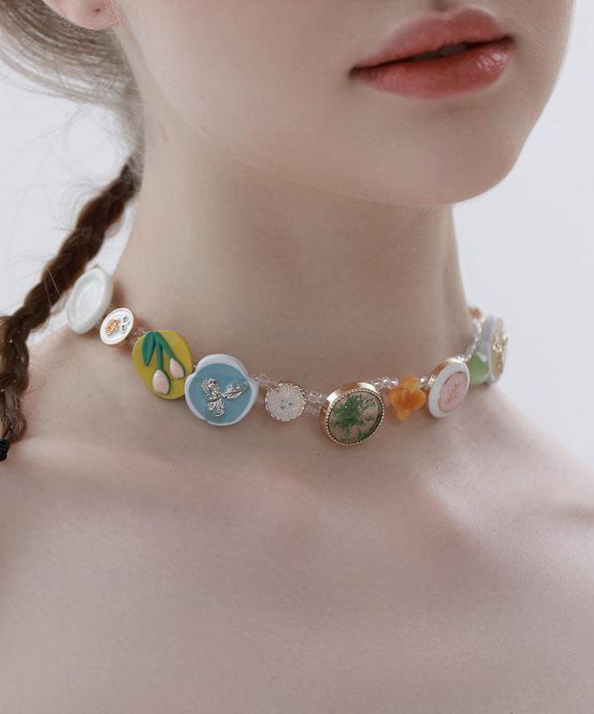 Collier princesse à boutons en alliage de perles arc-en-ciel style bohème - TrendAura