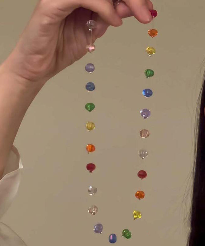 Collier de perles de verre arc-en-ciel bohème graduées - TrendAura