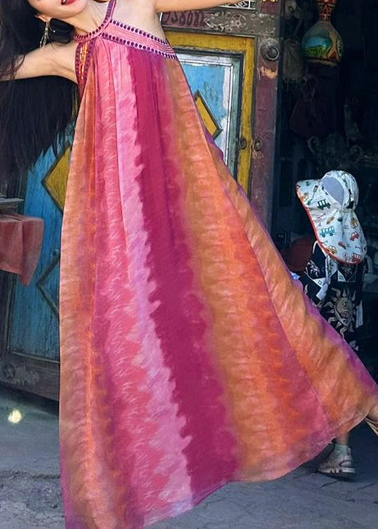 Robes de vacances bohèmes tie-dye sans manches - TrendAura