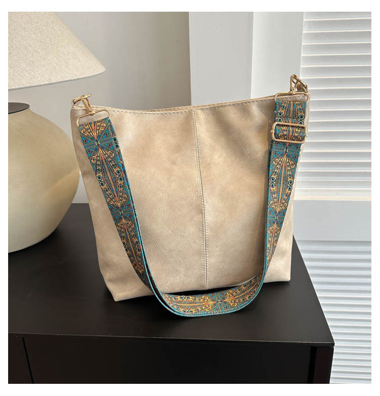TrendAura Isla - Vegan Leather Embroidered Bucket Bag for Everyday Style and All Season Versatility