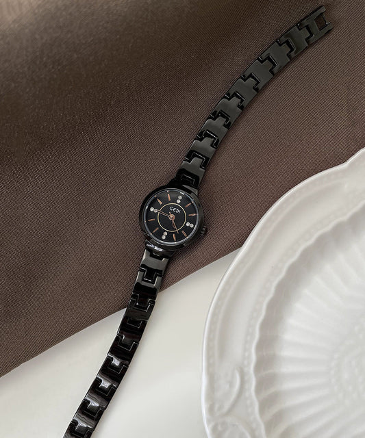 Montres boutique en alliage noir Hardlex avec mouvement à quartz - TrendAura