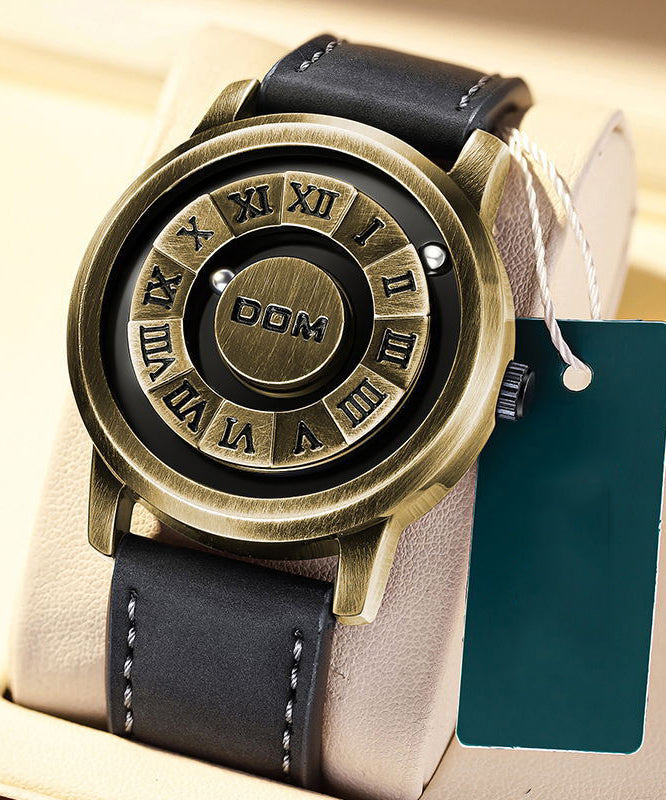 Montre Boutique en cuir véritable noir Tai Chi Huit Trigrammes - TrendAura