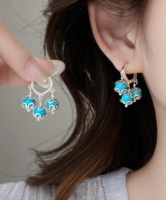 Boucles d'oreilles pendantes à pampilles turquoise surdorées en cuivre bleu Boutique - TrendAura