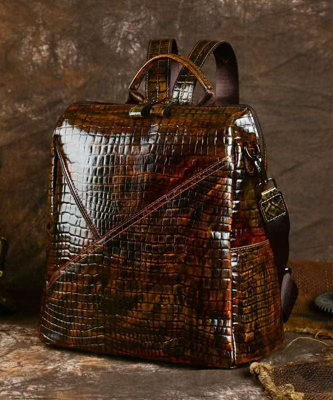 Sac à dos en cuir de veau grande capacité Boutique Coffee - TrendAura