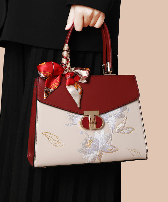 Sac fourre-tout en cuir de veau brodé colorblock Boutique - TrendAura