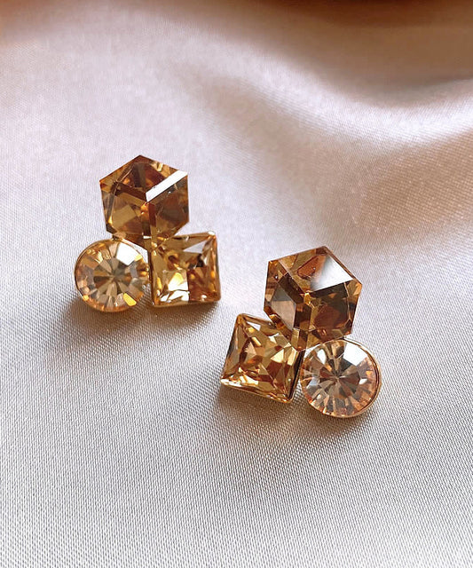 Boucles d'oreilles à tige en alliage de cuivre doré et cristal - TrendAura