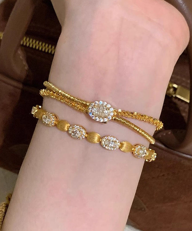 Bracelet deux pièces en argent sterling doré et zircons - TrendAura